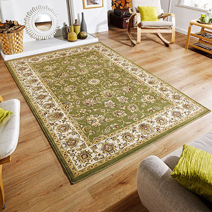 Green Oriental Rug Gold Traditional Pattern Large Small Runner Heavy Carpet Mat