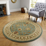 Teal Blue Rug Traditional Oriental Pattern Thick Heavy Large Small Runner Circle