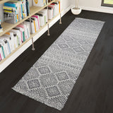 Cotton Runner Rug 300cm Washable with Tassels Cream Grey Moroccan Berber Natural Long Hallway Runner