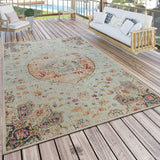 Flatweave Outdoor Rug Multi Colour Oriental Pattern Large Small Patio Garden Mat