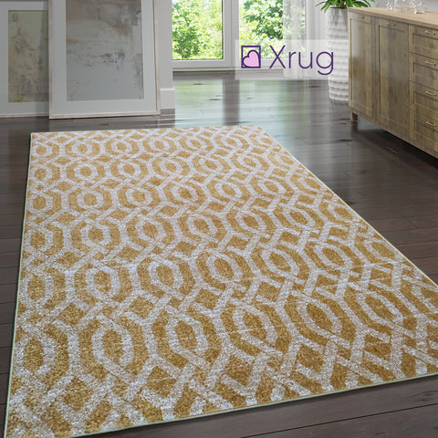 Moroccan Trellis Rug Gold Yellow Grey Woven Carpet Soft Living Room Bedroom Carpet Mat