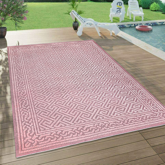 Outdoor Rug Pink Decking Patio Garden SOFT Polypropylene Woven Mat Large Small