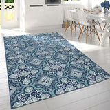 Blue Indoor & Outdoor Rug Navy Blue Moroccan Trellis Flat Weave Mat Large Small