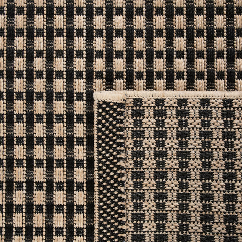 Flatweave Outdoor Rug Sisal Effect Nature and Black Large Small Patio Garden Mat