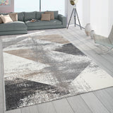 Modern Rug Paste Grey Cream Beige Colours Geometric Design Chic Carpet Large Mat