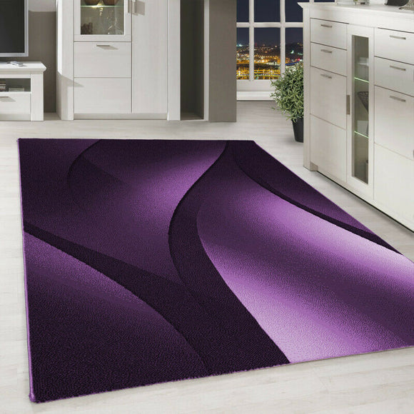 Modern Abstract Rug Purple Black Patterned Carpet Small X Large Living Room Mats