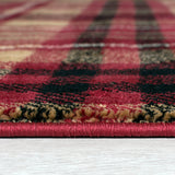 Red Tartan Rug Red Beige Check Patterned Carpet Small Extra Large Hallway Runner