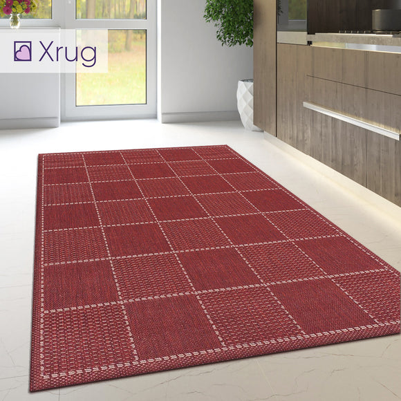 Kitchen Carpet Rug Non Slip Heavy Duty Check Red Mat Large Small Hallway Runner