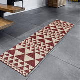 Non Slip Runner Rug Hallway Long Carpet Flatweave Hall Mat Red Beige Geometric