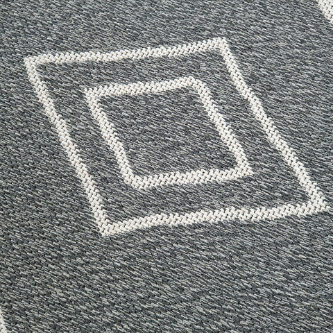 Modern Dark Grey Anthracite Cream Runner Rug Geometric 100% Cotton Washable Woven Hallway Hall Flat Weave Carpet Natural Diamond Patterned Mat - 75x300cm Living Room Bedroom Floor Area Mat Contemporary