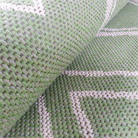 Modern Green Cream Runner Rug Geometric 100% Cotton Washable Woven Hallway Hall Flat Weave Carpet Natural Diamond Patterned Mat - 75x300cm Living Room Bedroom Floor Area Mat Contemporary