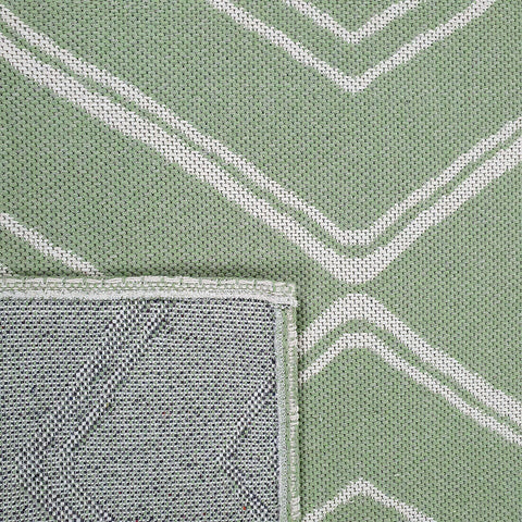 Modern Green Cream Runner Rug Geometric 100% Cotton Washable Woven Hallway Hall Flat Weave Carpet Natural Diamond Patterned Mat - 75x300cm Living Room Bedroom Floor Area Mat Contemporary