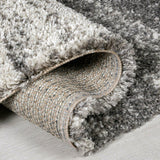Grey White Cream Rug Modern Shaggy Distressed Ombre Pattern Soft Deep Long High Pile Fluffy Living Room Bedroom Polypropylene Area Lounge Small Large Floor Mat 80x150cm 120x170cm 160x230cm 