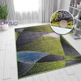 Green and Grey Blue Rug Patterned Rugs Carpets Woven Low Pile Living Room Mat Small Large 80x150 120x170 160x230