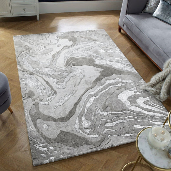 Grey Marble Rug Large Small Hallway Runner Modern Bedroom Soft Woven Carpet Mat