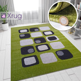 Olive Green Rug Modern Cubic Style Carpet for Living Room Bedroom Large Green Rugs