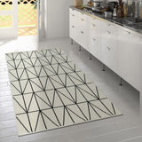 Indoor Outdoor Rugs White Cream Geometric Pattern Large Small Patio Garden Mats