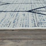 Outdoor Rug Plastic White Blue Colours Geometric Pattern Large Small Patio Mat