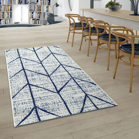 Outdoor Rug Plastic White Blue Colours Geometric Pattern Large Small Patio Mat