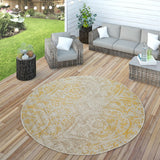 Outdoor Gold Rug Baroque Style Large Small Decking Patio Garden Area Hall Mats