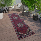 Outdoor Oriental Rug Large Red Black Colours Decking Patio Garden Area Hall Mats