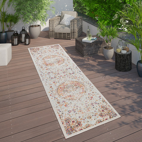 Flatweave Outdoor Rug Multi Colour Oriental Pattern Large Small Patio Garden Mat