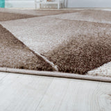 Modern Geometric Rug Beige Brown Colours Short Pile Carpet Living room Area Mat