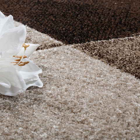 Modern Geometric Rug Beige Brown Colours Short Pile Carpet Living room Area Mat