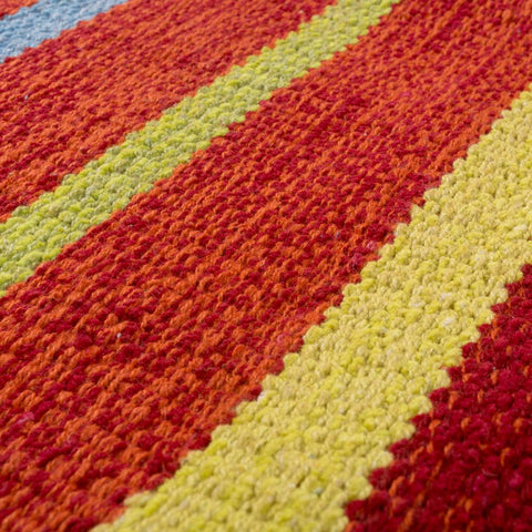 Terracotta Rug Blue Green Yellow Orange Large  Cotton Rugs with Hand Made Tassels