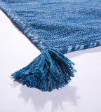 Navy Blue Rug Stripes Cotton Rugs Handwoven Tassels Living Room Bedroom Area Mat