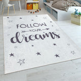 Children's White Cream Rug Large Small Stars Mat Bedroom Playroom XL Large Small