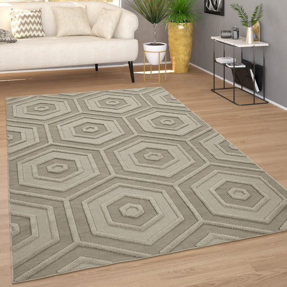 Large Rug Beige Geometric Modern Ethnic Pattern Living Room Bedroom Carpet Mat