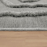 Grey Rug Large Geometric Ethnic Pattern 100% Polyester Carpet Robust Hall Mat
