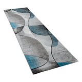 Grey and Turquoise Rug Thick Contour Cut Pattern Runner Large Small Area Carpet