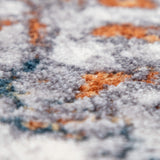 Abstract Marble Design Rug Cream Orange Blue Gold Colours Short Pile Soft Carpet