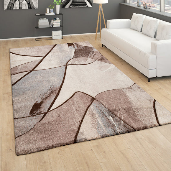 Large Beige Rugs Modern 3D Effect Wave Design with Brown Living Room Rug Carpet