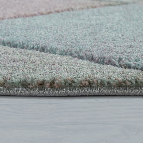 Pastel Colours Rug 3D Diamond Pattern Large Heavy Thick Short Pile Area Carpet