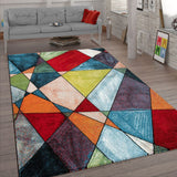 Multi Coloured Rug 160x230 Geometric Design Highlight Living Area Quality Carpet