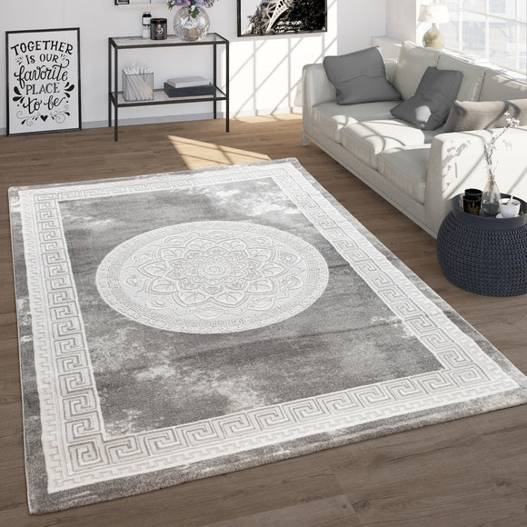Grey Baroque Style Rug Flower Pattern Extra Large Size Area Hallway Runner Mat