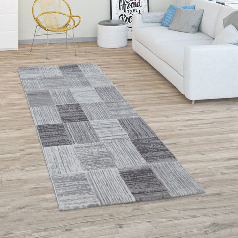 Check Grey Rug Soft Geometric Pattern Carpet Large Small Living room Bedroom Mat