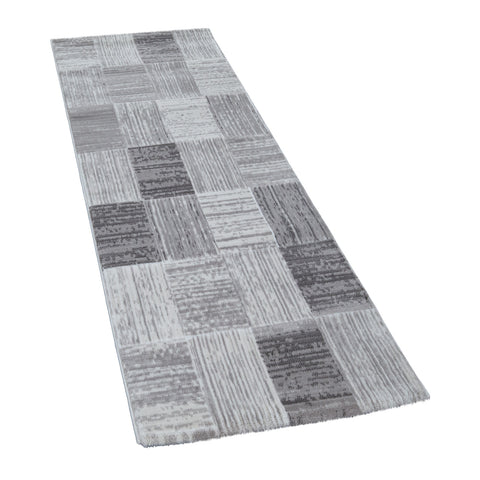 Check Grey Rug Soft Geometric Pattern Carpet Large Small Living room Bedroom Mat