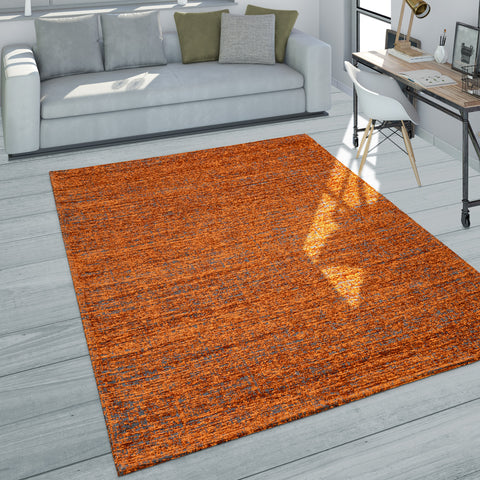 Terracotta Rug 160x230 Orange Mottled Pattern Flatweave Mat Modern Stylish Look