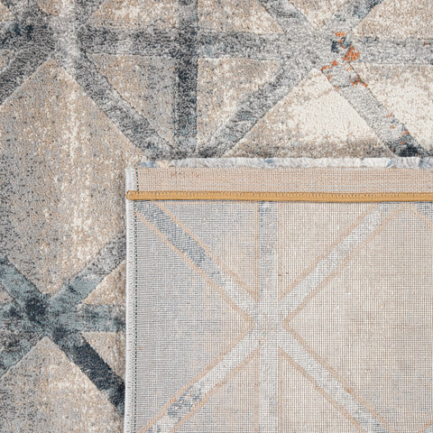 Grey Beige Rug Orange Cream Geometric Cross Design Living Room Hall Area Carpet