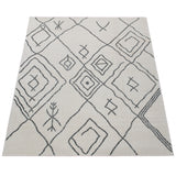 Cream Traditional Rug Scandi Boho Geometric Pattern Large Carpet for Living Room