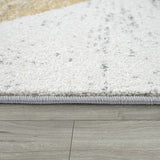 Grey and Mustard Rug Pastel Colours Short Pile Large Modern Carpet Area Hall Mat