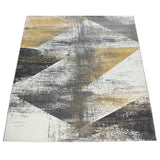 Grey and Mustard Rug Pastel Colours Short Pile Large Modern Carpet Area Hall Mat