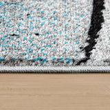 Modern Wave Rug Grey Blue Turquoise Carpet for Living Room Bedroom Area Hall Mat