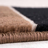 Brown and Beige Rug Modern Border Design Short Pile Carpet Area Rugs Lounge Mat