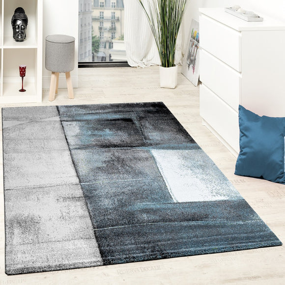 Large Grey Blue Rug Mottled In Beige Brown Abstract Pattern Living Room Carpet