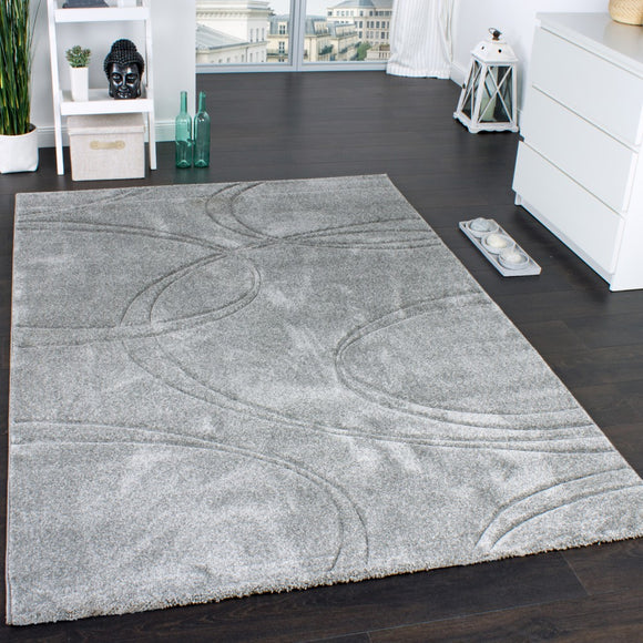 Large Grey Rug Hand Made Contour Cut for Livingroom Bedroom Modern Plain Carpet